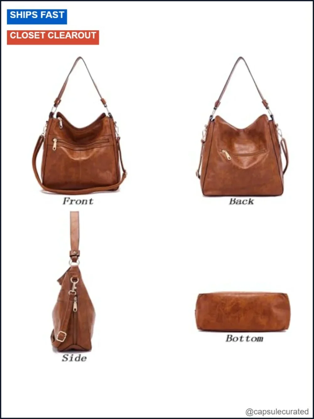 4PCS Vegan Leather Handbag & Wallet Set Large Hobo Crossbody Purse with